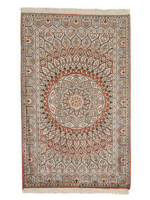  Kashmir Ren Silke Teppe 79X125 Ekte Orientalsk Håndknyttet Mørk Brun (Silke, India)
