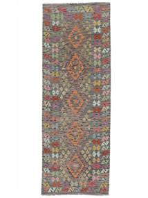  Kelim Afghan Old Style Teppe 87X241 Ekte Orientalsk Håndvevd Teppeløpere Svart/Mørk Brun (Ull, Afghanistan)