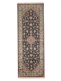  Kashmir Ren Silke Teppe 64X176 Ekte Orientalsk Håndknyttet Teppeløpere Hvit/Creme/Mørk Brun (Silke, India)