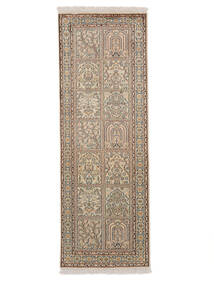  Kashmir Ren Silke Teppe 63X179 Ekte Orientalsk Håndknyttet Teppeløpere Hvit/Creme/Mørk Brun (Silke, India)