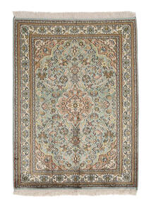  Kashmir Ren Silke Teppe 68X94 Ekte Orientalsk Håndknyttet Mørk Brun/Hvit/Creme (Silke, India)