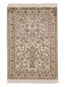  Kashmir Ren Silke Teppe 62X90 Ekte Orientalsk Håndknyttet Mørk Brun/Lysbrun (Silke, India)