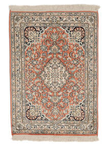  Kashmir Ren Silke Teppe 61X102 Ekte Orientalsk Håndknyttet Mørk Brun/Lysbrun (Silke, India)