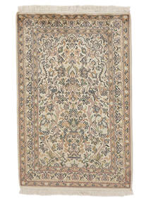  Kashmir Ren Silke Teppe 64X98 Ekte Orientalsk Håndknyttet Mørk Brun/Lysbrun (Silke, India)