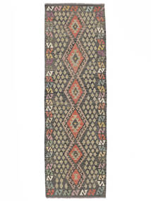  Orientalsk Kelim Afghan Old Style Teppe 94X301Løpere Brun/Svart (Ull, Afghanistan)