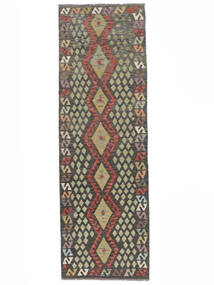  Kelim Afghan Old Style Teppe 93X296 Ekte Orientalsk Håndvevd Teppeløpere Svart/Mørk Grønn (Ull, Afghanistan)