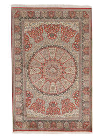  Kashmir Ren Silke Teppe 124X191 Ekte Orientalsk Håndknyttet Mørk Brun/Hvit/Creme (Silke, India)