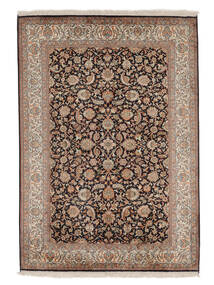  Kashmir Ren Silke Teppe 126X182 Ekte Orientalsk Håndknyttet Mørk Brun/Hvit/Creme (Silke, India)