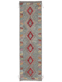  Kelim Afghan Old Style Teppe 85X310 Ekte Orientalsk Håndvevd Teppeløpere Mørk Grå/Brun (Ull, )