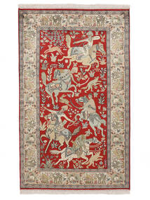  Kashmir Ren Silke Teppe 95X155 Ekte Orientalsk Håndknyttet Hvit/Creme/Mørk Brun (Silke, India)