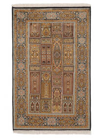  Kashmir Ren Silke Teppe 95X150 Ekte Orientalsk Håndknyttet Brun, Svart (Silke, )
