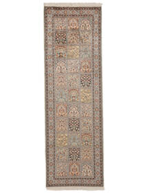  Kashmir Ren Silke Teppe 78X246 Ekte Orientalsk Håndknyttet Teppeløpere Hvit/Creme/Mørk Brun (Silke, India)