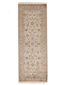  Kashmir Ren Silke Teppe 79X214 Ekte Orientalsk Håndknyttet Teppeløpere Hvit/Creme/Brun (Silke, India)