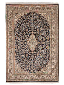  Kashmir Ren Silke Teppe 128X188 Ekte Orientalsk Håndknyttet Brun/Svart (Silke, )