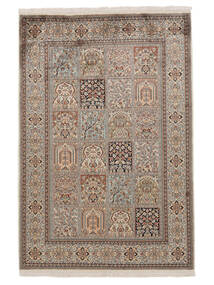  Kashmir Ren Silke Teppe 125X184 Ekte Orientalsk Håndknyttet Mørk Brun/Brun (Silke, India)