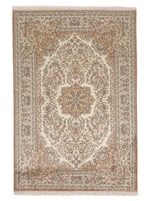  Kashmir Ren Silke Teppe 125X184 Ekte Orientalsk Håndknyttet Brun/Hvit/Creme (Silke, India)