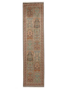  Kashmir Ren Silke Teppe 79X320 Ekte Orientalsk Håndknyttet Teppeløpere Brun (Silke, )