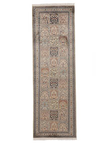  Kashmir Ren Silke Teppe 83X254 Ekte Orientalsk Håndknyttet Teppeløpere Hvit/Creme/Mørk Brun (Silke, India)
