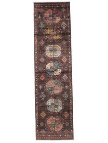  Shabargan Teppe 82X316 Ekte Orientalsk Håndknyttet Teppeløpere Svart/Mørk Rød (Ull, )