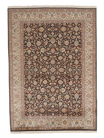  Kashmir Ren Silke Teppe 152X216 Ekte Orientalsk Håndknyttet Brun/Svart (Silke, )