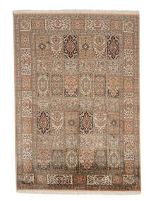  Kashmir Ren Silke Teppe 151X212 Ekte Orientalsk Håndknyttet Brun, Oransje (Silke, India)