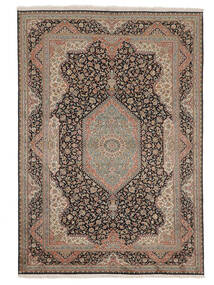  Kashmir Ren Silke Teppe 172X247 Ekte Orientalsk Håndknyttet Mørk Brun/Svart (Silke, India)