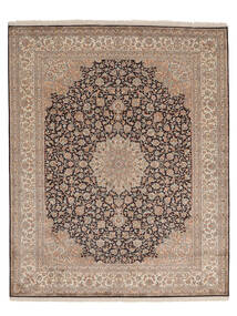  Kashmir Ren Silke Teppe 203X254 Ekte Orientalsk Håndknyttet Brun/Mørk Brun (Silke, India)