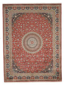  Kashmir Ren Silke Teppe 280X375 Ekte Orientalsk Håndknyttet Brun/Mørk Rød Stort (Silke, )