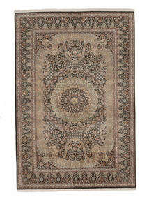  Kashmir Ren Silke Teppe 185X274 Ekte Orientalsk Håndknyttet Mørk Brun/Svart (Silke, India)