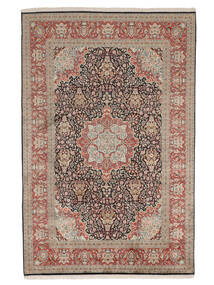  Kashmir Ren Silke Teppe 182X278 Ekte Orientalsk Håndknyttet Brun/Svart (Silke, )