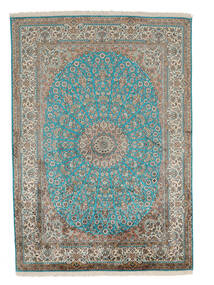  Kashmir Ren Silke Teppe 155X219 Ekte Orientalsk Håndknyttet Brun/Mørk Petrol (Silke, )