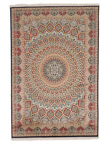  Kashmir Ren Silke Teppe 125X187 Ekte Orientalsk Håndknyttet Mørk Brun/Brun (Silke, India)