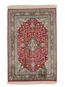  Kashmir Ren Silke Teppe 65X95 Ekte Orientalsk Håndknyttet Brun/Mørk Rød (Silke, )