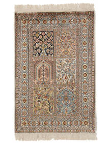 Kashmir Ren Silke Teppe 63X94 Ekte Orientalsk Håndknyttet Brun/Beige (Silke, )