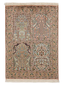 Kashmir Ren Silke Teppe 64X91 Ekte Orientalsk Håndknyttet Mørk Brun/Brun (Silke, India)
