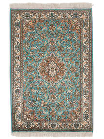  Kashmir Ren Silke Teppe 67X97 Ekte Orientalsk Håndknyttet Svart/Mørk Turkis (Silke, India)