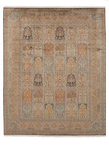  Kashmir Ren Silke Teppe 246X306 Ekte Orientalsk Håndknyttet Mørk Brun/Brun (Silke, India)