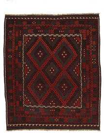  Afghan Vintage Kelim 257X298 Vintage Ullteppe Svart/Mørk Rød Stort 