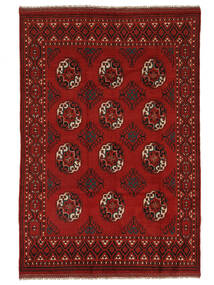  Afghan Teppe 196X286 Ekte Orientalsk Håndknyttet Svart/Mørk Rød (Ull, Afghanistan)