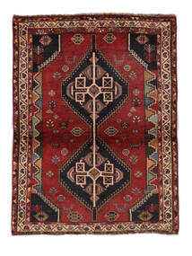  Shiraz Teppe 105X140 Ekte Orientalsk Håndknyttet Svart/Mørk Rød (Ull, )