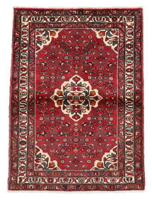 Hosseinabad Teppe 108X150 Ekte Orientalsk Håndknyttet Svart/Mørk Rød/Mørk Brun (Ull, Persia/Iran)