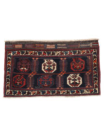  Afshar/Sirjan Teppe 55X105 Ekte Orientalsk Håndknyttet Svart, Mørk Rød (Ull, Persia/Iran)