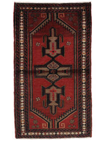  Hamadan Teppe 85X150 Ekte Orientalsk Håndknyttet Svart/Mørk Rød (Ull, Persia/Iran)