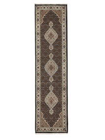  Tabriz Royal Teppe 78X306 Ekte Orientalsk Håndknyttet Teppeløpere Mørk Brun/Svart ( India)