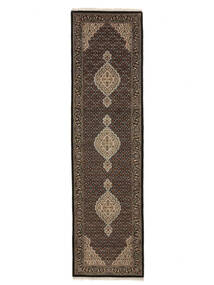  Tabriz Royal Teppe 84X310 Ekte Orientalsk Håndknyttet Teppeløpere Svart/Mørk Brun ( India)