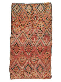  Berber Moroccan - Mid Atlas Vintage Teppe 197X345 Ekte Moderne Håndknyttet Brun/Mørk Rød (Ull, )
