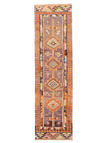  Herki Kelim Vintage Teppe 89X328 Ekte Orientalsk Håndvevd Teppeløpere Brun/Mørk Rød (Ull, )