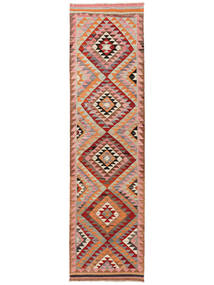  Herki Kelim Vintage Teppe 88X321 Ekte Orientalsk Håndvevd Teppeløpere Brun, Mørk Rød (Ull, Tyrkia)