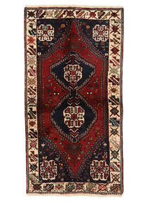  Persisk Shiraz Teppe 74X140 Svart/Mørk Rød (Ull, Persia/Iran)
