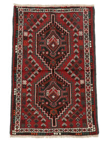 75X115 Shiraz Teppe Teppe Ekte Orientalsk Håndknyttet Svart/Mørk Rød (Ull, Persia/Iran)